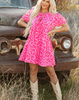 Leopard Puff Sleeve Tie-Front Mini Dress