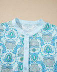 Paisley Long Puff Sleeve Buttoned Shirt