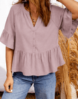 Ainsley Slit Ruffled Loose Blouse