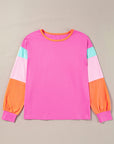 Colorblock Patchwork Long Sleeve Top