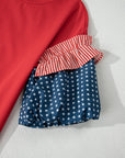 Stars & Stripe Patchwork Short Puff Sleeve Top