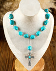 Giana Peacock Cross Pendant Necklace