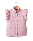 Solid Flutter Sleeve Snap Button Puffer Vest