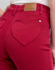 Heart Shaped Back Pockets High Waisted 90's Straight: Scarlet