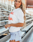 Touchdown Tinsel Puff Sleeve Crewneck Sweater