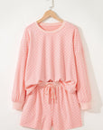 Checker Long Sleeve Pullover and Shorts Set