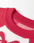 Bow Colorblock Rhombus Drop Shoulder Sweater