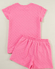 Checker Textured Tee and Drawstring Shorts