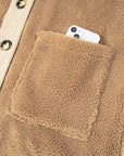 Fleece Corduroy Patchwork Button Up Jacket