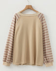 Plus Size Stripe Patchwork Raglan Sleeve Jumper