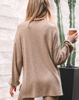 Ribbed Knit Pullover Top and Biker Short Set
