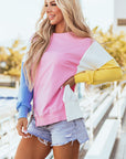 Harper Side Slits Crewneck Sweatshirt
