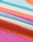 Stripe Knit Drop Shoulder Puff Sleeve Sweater