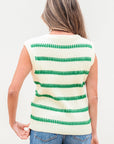 Stripe Round Neck Sleeveless Sweater Top