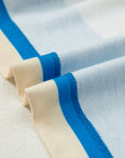 Blue Stripe Floral Color Block Drop Shoulder Plus Size Pullover Top