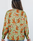 Tiger Floral Collared V-Neck Shirt