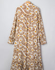 Plus Size Abstract Plant Long Sleeve Maxi Dress