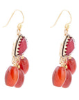 Filigreed Merlot Red Quartz Golden Drop Earrongs