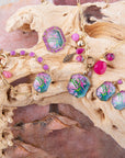 Flamingo Pink Agate Golden Link Bracelet