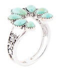 Floral Blue Turquoise and Sterling Silver Ring