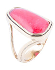 Pink Fuchsia Agate and Golden Abstract Ring