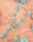 Genuine Blue Turquoise In Sterling Silver Abstract Necklace With Elegant Statement Design