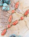 Genuine Orange Sponge Coral Golden Abstract Statement Necklace