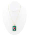 Green Onyx Stacked Red Quartz Golden Pendant Necklace