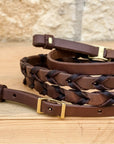 AJ Tack Oiled Harness Leather Barrel Reins with Latigo Lacing - 5/8in x 7ft 6in