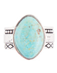 Hammered Big Sterling Silver and Blue Turquoise Ring
