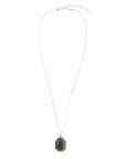 Hammered Green Seraphinite and Sterling Silver Pendant Necklace