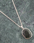 Hammered Green Seraphinite and Sterling Silver Pendant Necklace
