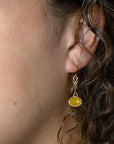 Harmony Orange Quartz Golden Drop Earrings