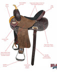 15 In Hilason Western Horse Barrel Racing Wooden Tree American Leather Saddle