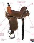 Hilason Western Horse Barrel Flex Tree Trail American Leather Saddle Dark Brown Gorgeous Floral Hand Tooled & Carved