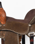 Hilason Western Horse Barrel Flex Tree Trail American Leather Saddle Dark Brown Gorgeous Floral Hand Tooled & Carved