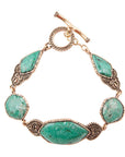 Ikkat Green Chrysocolla Golden Link Bracelet
