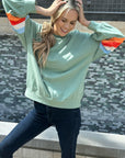 Ella Striped Sleeve Loose Sweatshirt