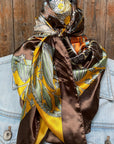 35X35" Yellow & Brown Floral Wild Rag / Scarf WR3122