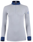 Roxana - French Gray & Cadet Blue Long Sleeve Riding Shirt