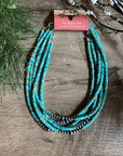 Sterling Silver Pearls and Variscite turquoise Choker - 14 inches