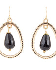 Inline Black Onyx Drop Golden Earrings