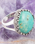 Intricate Green Turquoise and Sterling Silver Ring