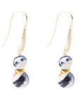 Agate Black and White Neutrals Golden Drop Earrings
