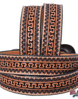 Hilason Hand-Tooled Western Leather Belt – Embossed Pattern with Engraved Buckle