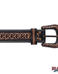 Hilason Hand-Tooled Western Leather Belt – Embossed Pattern with Engraved Buckle