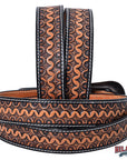Hilason Hand-Tooled Western Leather Belt – Embossed Pattern with Engraved Buckle