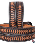 Hilason Hand-Tooled Western Leather Belt – Embossed Pattern with Engraved Buckle