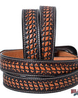 Hilason Hand-Tooled Western Leather Belt – Embossed Pattern with Engraved Buckle
