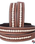 Hilason Hand-Tooled Basket Weave Leather Belt – Western Style with Engraved Buckle Tan